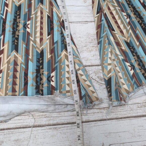 Rock & Roll Denim Ladies High Rise Blue/Brown Aztec Bell Bottom Jeans 28x34 - Picture 2 of 8